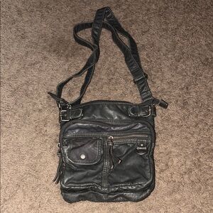 Gray Leather Crossbody Bag